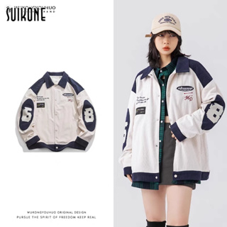 Suikone   เสื้อแจ็คเก็ตผู้ชายแขนยาวแฟชั่นญี่ปุ่นสไตล์ฮาราจูกุ ลำลอง เสื้อแจ็คเก็ตแขนยาวเรียบง่ายใส่ได้ทั้งชายและหญิง