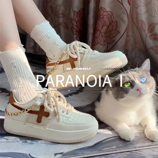 PARANOIA  I   รองเท้าผ้าใบลำลองผู้หญิงสไตล์เกาหลีใหม่รองเท้าผ้าใบแบนนักเรียน