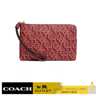 ของแท้ 💯% กระเป๋าคล้องมือ COACH CF548 CORNER ZIP WRISTLET WITH SIGNATURE MONOGRAM PRINT (IMROU)