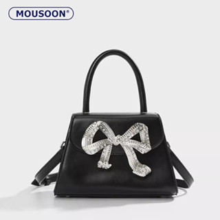 MOUSOON กระเป๋าสะพายไหล่สตรีกระเป๋าถือ Rhinestone Bow