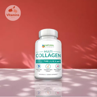 1 เม็ดครบ Natural elements Multi Collagen Type I, II, III, V, X Collagen Protein Capsules , 180 Capsules (V.699)