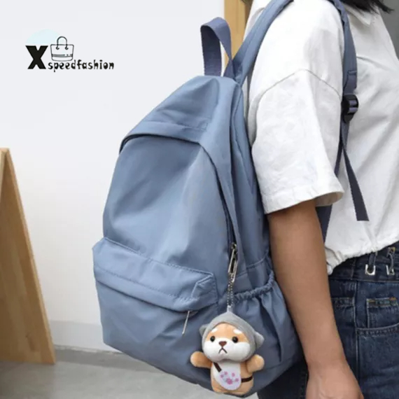 (ส่งด่วน)xspeedfashion(X1868) กระเป๋าเป้สีพื้น ใบใหญ่**แถมเข็มกลัด**
