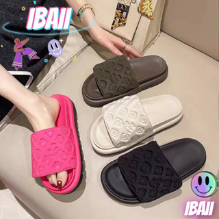 IBAII. รองเท้าแตะเวลโครและรองเท้าแตะสุทธิสีแดงสไตล์เดียวกับขนมปังสายตายาวรองเท้าส้นหนา