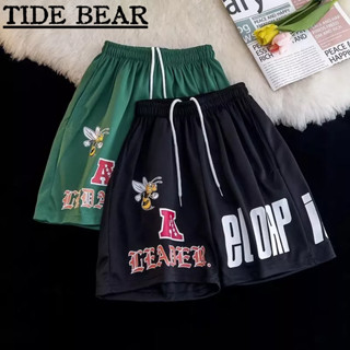 TIDE BEAR กางเกงผู้ชาย อเมริกันเรโทรถนน ผู้ชายและผู้หญิงฮิปฮอปตาข่ายแห้งอย่างรวดเร็วหลวมกีฬาลำลองกางเกงห้าจุด