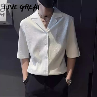 LIVE GREAT เวอร์ชั่นเกาหลีของย้อนยุคลำลองสั้น-แขนสูงในช่วงฤดูร้อนแฟชั่นผ้าไหมน้ำแข็งสีทึบลอยดอก