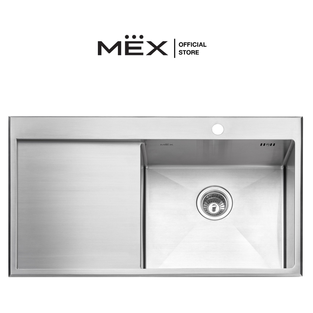 MEX รุ่น SCS861 อ่างล้างจาน 1 หลุม 1 ที่พัก ขนาดอ่าง 86 x 50 ซม. สเตนเลส สตีล AISI 304