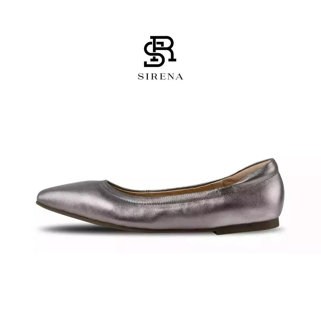 Ballet Flats 1295 บาท SIRENA รองเท้าหนังแท้ ส้น 0.5 นิ้ว รุ่น JASMINE สีพิวเตอร์ | รองเท้าคัทชูผู้หญิง Women Shoes
