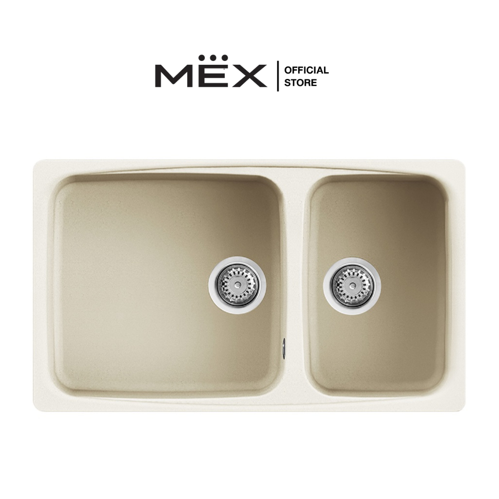 METRIX รุ่น DELLA450 อ่างล้างจาน 2 หลุม เนื้อแกรนิตสังเคราะห์ (สีครีม)