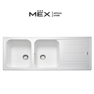 METRIX อ่างล้างจาน 2 หลุม 1 ที่พัก เนื้อแกรนิตสังเคราะห์ สีขาว รุ่น MOS21WH