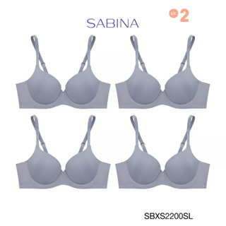 Sabina ซาบีน่า เสื้อชั้นใน (Set 4 ชิ้น) (มีโครง) Seamless Fit รุ่น S-Sixnatuer บัวตูม รหัส SBXS2200SL สีเทาอ่อน