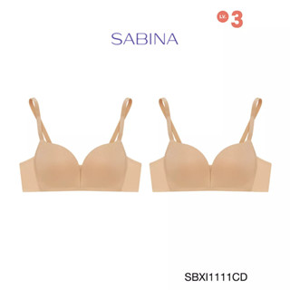 Sabina ซาบีน่า เสื้อชั้นใน (Set 2 ชิ้น) Invisible Wire (ไร้โครง) รุ่น Modern V รหัส SBXI1111CD สีเนื้อเข้ม