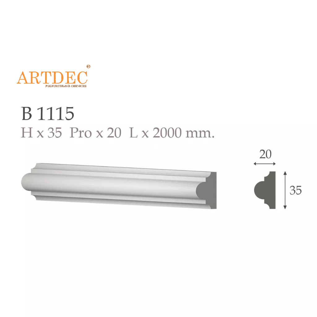 คิ้วบัวตกแต่งผนังโพลียูรีเทน ARTDEC®(อาร์ทเดค) รุ่น📌B1115 จำนวน10เส้น/แพค(20เมตร)