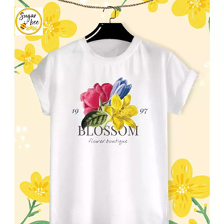 เสื้อยืดลาย Floral ดอกไม้ฤดูร้อน  สีสันสดใส ใส่สบาย ไม่ยืดไม่ย้วย