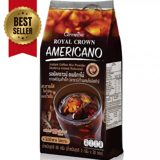 [ส่งฟรี + แถมหลอดแก้ว] กาแฟกิฟฟารีน กาแฟดำ รอยัลคราวน์ อเมริกาโน่ ไม่ใส่น้ำตาล เข้มข้น ชงง่ายละลายได้ในน้ำเย็น มี 30 ซอง