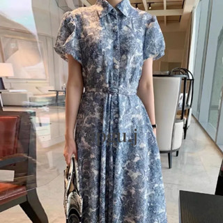 มาใหม่พร้อมส่ง🤍 (AP033) Floral dress เดรสเรียบหรู สไตล์พี่ จีซู แขนสั้น สไตล์เกาหลี เดรสดอกไม้ jisoo blackpink