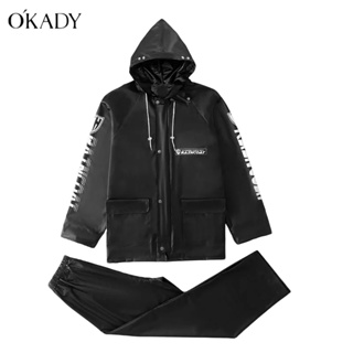 OKADY เสื้อกันฝนกันน้ำสำหรับผู้ใหญ่ระดับไฮเอนด์ใหม่สำหรับบุรุษและสตรีเสื้อกันฝนบนและล่างชุดกางเกงกันฝน