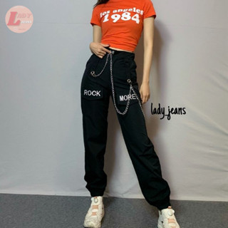 Lady_jeans #1062 ( ใส่โค้ด LADYJ8 ลดทันที 15% )กางเกงแฟชั่น กางเกงสตรีท งานปัก rock more เอาใจสาวสายพั้งค์เท่