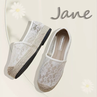 Jane - เจน รองเท้าผ้าลูกไม้ ไม่ซับใน เสริมกันกัด พื้น1นิ้ว