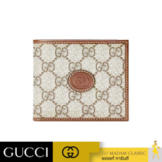 กระเป๋าสตางค์ GUCCI WALLET WITH INTERLOCKING G (BEIGE/EBONY/BROWN)