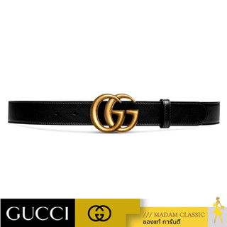 GUCCI LEATHER BELT WITH DOUBLE G BUCKLE (BLACK) [MC414516AP00T100075]