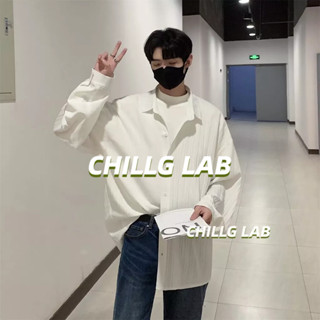 CHILLG LAB เสื้อมาตรฐานขี้เกียจสีทึบแขนยาวน้ำฤดูใบไม้ผลิใหม่ของผู้ชายญี่ปุ่นฮาราจูกุบางส่วนในวรรณคดีและศิลปะยอดนิยมของเยาวชน