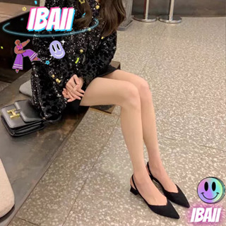 IBAII. การค้าต่างประเทศในยุโรปและอเมริกาหัวแหลมกลับผูกรองเท้าแตะส้นกลางฤดูร้อนของผู้หญิงใหม่รองเท้าแฟชั่นส้นหนาอีเบย์