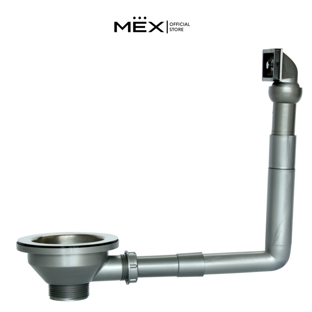 MEX รุ่น B174 สะดืออ่างล้างจานพร้อมท่อน้ำล้น ขนาด 3.5 นิ้ว (สะดือมาตรฐาน), BKT35S (ตระกร้ากรองเศษอาหาร)