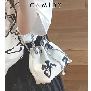 Camidy  Niche ออกแบบกระเป๋าแฟชั่นใหม่ของผู้หญิงกระเป๋าผ้าใบแบบพกพากระเป๋า Messenger คุณภาพสูง