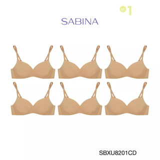 Sabina ซาบีน่า เสื้อชั้นใน (Set 6 ชิ้น) INVISIBLE WIRE  (ไร้โครง) SEAMLESS FIT รุ่น Pretty Perfect รหัส SBXU8201CD สีเนื้อเข้ม