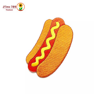 ตัวรีดติดเสื้อ ฮอทด็อก ไส้กรอก อาหาร hot dog  ไส้กรอก1 ตัวรีด (Size M) อาร์มรีด อาร์มรีดติดเสื้อ