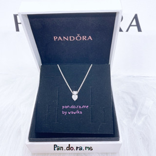 [พร้อมส่ง สินค้าแท้ 💯 ] แถมกล่องเล็กและถุงกระดาษ สร้อยคอแพนโดร่า รุ่น Double Heart Pendant Sparkling Collier Necklace