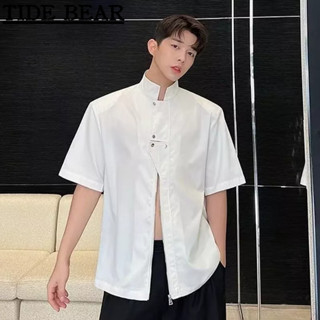 TIDE BEAR เสื้อผู้ชาย เกาหลีย้อนยุคสบายๆ ความรู้สึกระดับไฮเอนด์ของปกยืนขึ้น,เครื่องมือแยกส่วน,การออกแบบหลวม,แฟชั่นด้านบน