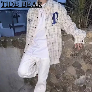 TIDE BEAR เสื้อผู้ชาย อเมริกันเรโทรถนน เสื้อปักตัวอักษรสไตล์เสี่ยวเซียง