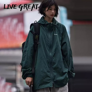 LIVE GREAT ผู้ชายสวมชุดป้องกันแสงแดด เสื้อคลุมกันแสง UV สไตล์ญี่ปุ่นและแจ็กเก็ตกลางแจ้งแบบบาง