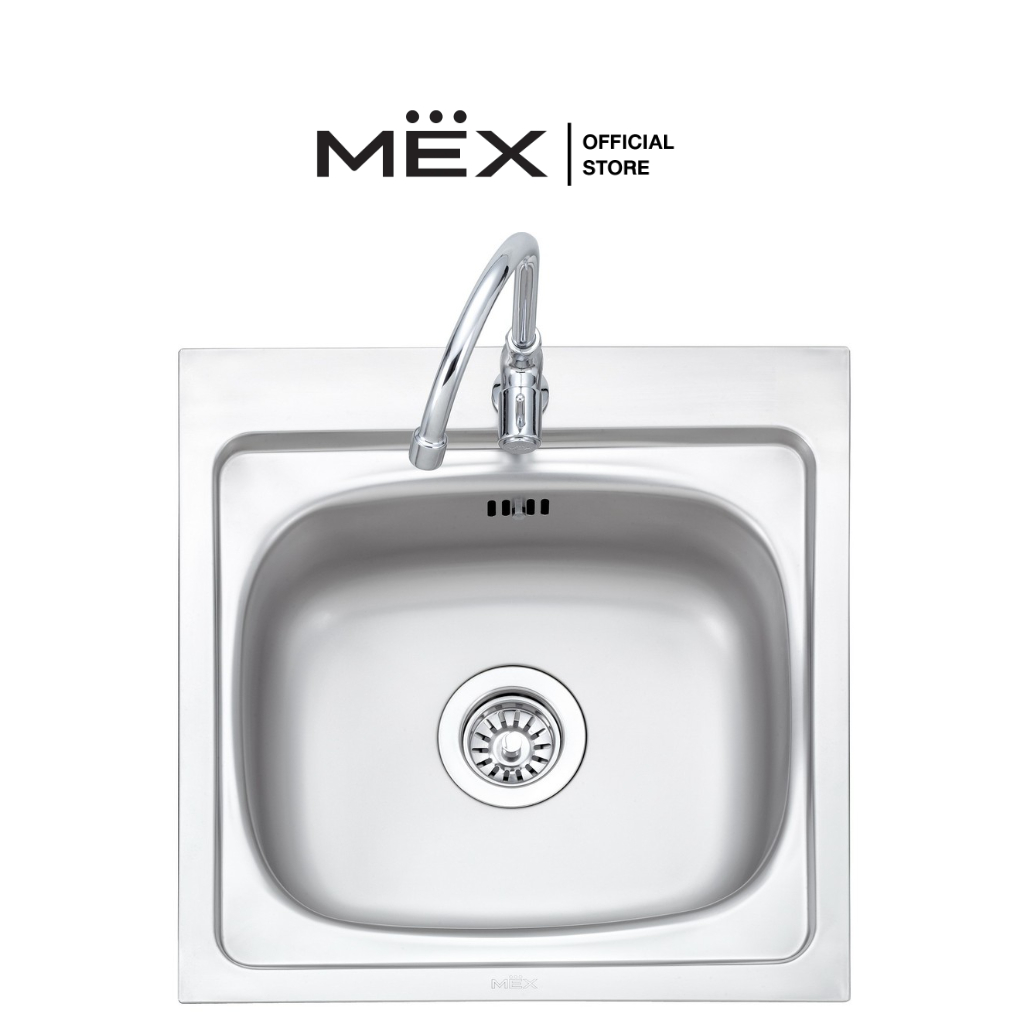 MEX รุ่น C50 อ่างล้างจาน 1 หลุม ขนาดอ่าง 48 x 49 ซม. สเตนเลส สตีล AISI 304