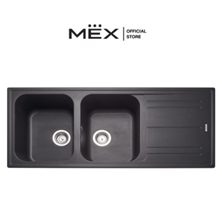 METRIX อ่างล้างจาน 2 หลุม 1 ที่พัก เนื้อแกรนิตสังเคราะห์ สีดำ รุ่น MOS21BL