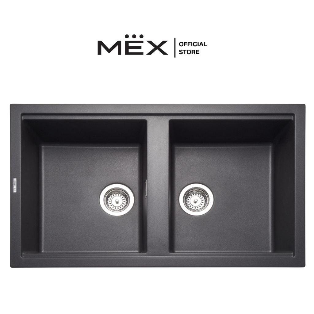 METRIX รุ่น KIN20BL อ่างล้างจาน 2 หลุม เนื้อแกรนิตสังเคราะห์ (สีดำ) by MEX