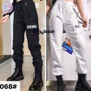 Gang_jeans (โค้ด SEPGAA ลด 30.-) กางเกงขายาวแฟชั่น Rock More กางเกงปลายขาจั๊ม ผู้หญิง สีดำ สีขาว