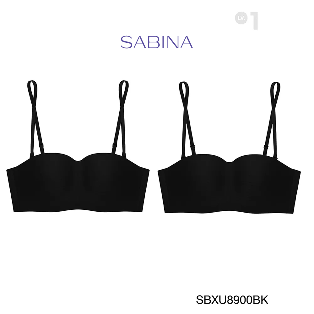 Sabina ซาบีน่าเสื้อชั้นใน INVISIBLE WIRE (Set 2 ชิ้น) (ไร้โครง) (เกาะอก) รุ่น Pretty Perfect รหัส SBXU8900BK สีดำ