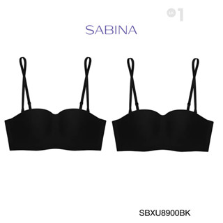 Sabina ซาบีน่า เสื้อชั้นใน INVISIBLE WIRE (Set 2 ชิ้น) (ไร้โครง) Body Bra The Series (เกาะอก) Seamless fit รุ่น Pretty Perfect รหัส SBXU8900BK สีดำ