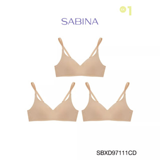 Sabina เสื้อชั้นใน  (Set 3 ชิ้น)  Invisible Wire (ไม่มีโครง) รุ่น Perfect Bra รหัส SBXD97111CD สีเนื้อเข้ม