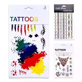 VIVA LOCO TATTOOS แทททู กันน้ำ โทนสีทอง สีเงิน ประดับ ตกแต่ง ร่างกาย งานปาร์ตี้ ทะเล