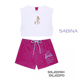 SABINA  Barbie (เซตชุดเสื้อเชิ้ตลำลอง) รหัส SDLJ022WH+SXLJ022PD สีขาว/สีชมพูเข้ม