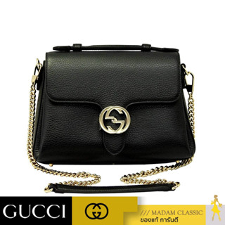 GUCCI GG INTERLOCKING TOP HANDLE SHOULDER BAG (BLACK) [510302CAO0G1000]