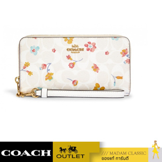 ของแท้ 💯% กระเป๋าสตางค์ COACH C8695 LONG ZIP AROUND WALLET IN SIGNATURE CANVAS WITH MYSTICAL FLORAL PRINT (IMCAH)