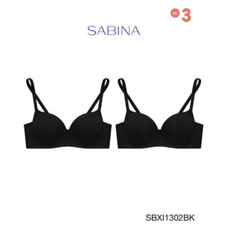 Sabina เสื้อชั้นใน (Set 2 ชิ้น) Invisible Wire (ไม่มีโครง) Seamless Fit รุ่น Modern V  รหัส SBXI1302BK สีดำ