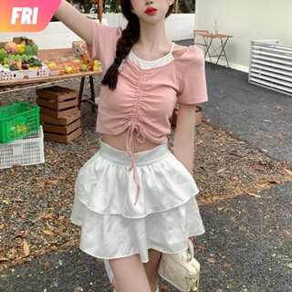 เสื้อตัวสั้น แฟชั่นผู้หญิง สายรัด แขนสั้น  เสื้อกันหนาว 40-55kg