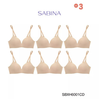 Sabina เสื้อชั้นใน (Set 6 ชิ้น) Invisible Wire (ไม่มีโครง) รุ่น Soft Doomm รหัส SBXH6001CD สีเนื้อเข้ม