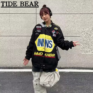 TIDE BEAR เครื่องแบบเบสบอลชาย อเมริกันเรโทรถนน นักบินแข่งรถจักรยานยนต์สูทฮาราจูกุท่าเรือสไตล์คู่แจ็คเก็ตแจ็คเก็ต