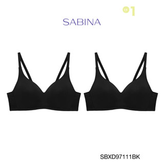 Sabina เสื้อชั้นใน  (Set 2 ชิ้น) Invisible Wire (ไม่มีโครง) รุ่น Perfect Bra รหัส SBXD97111BK สีดำ